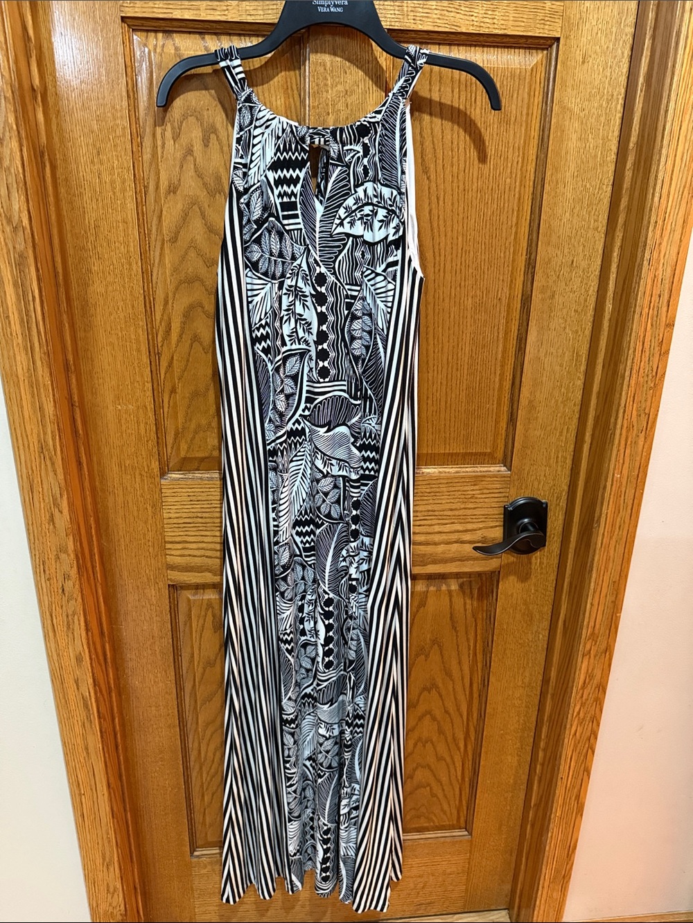 Chico's Black and White Striped Floral Maxi. Size 1